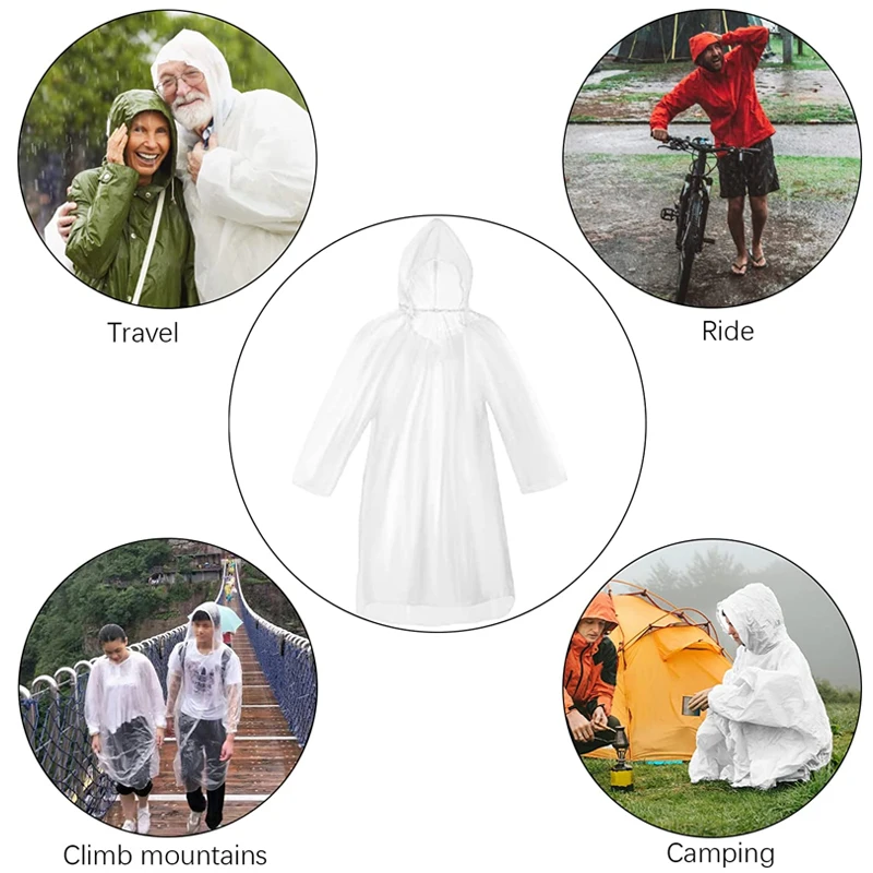 Emergency Poncho Rain - 6 Stück Einweg-Regenmantel, wasserdicht, für Outdoor-Aktivitäten,